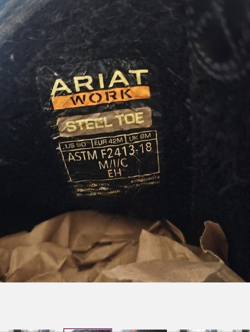 Ariat Men’s Sierra Black Leather Steel Toe Work Boots - Slip/Oil Resistant - Picture 3 of 4